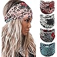 Acenail Wide Headbands Knotted Turban Headband Elastic Non Slip Hairbands Floral Workout Head Bands Yoga Cotton Hair Scarfs Boho Head Wraps Fashion Hair Accessories for Women 4Pcs(Gorgeous)