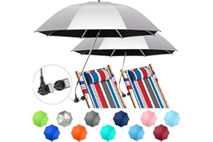 NBtoUS 2 PACK Chair Umbrella with Clamp, 360 ° Adjustable Umbrella for Chair, UPF50+ Umbrella for Beach Chair, Patio Chair, Wheelchair, Camping Chair, Golf Carts（Chair Not Included