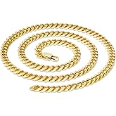 OLARCU Mens 5MM Gold Plated/Silver Stainless Steel Miami Cuban Link Chain Necklace for Men
