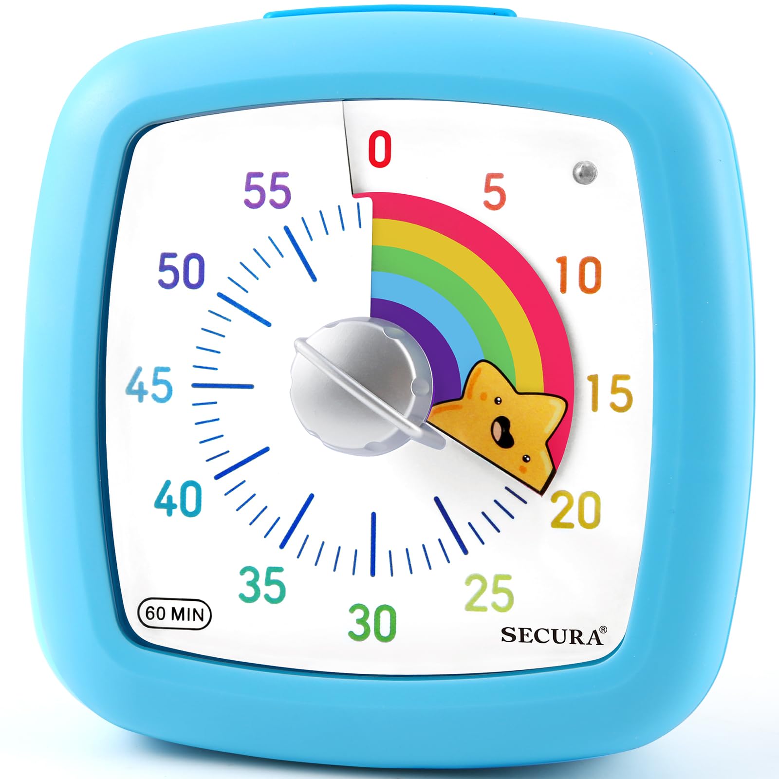 Secura 60-Minute Visual Timer, Silent Study Timer for Kids and Adults, Time Clocks, Time Management Countdown Timer for Teaching (Blue & Star)