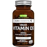 Igennus Natural Vegan Vitamin D3 1000IU, Clean Label, 365 Tablets, 100% Plant-Based Algae Cholecalciferol & Non-GMO, Immune, 