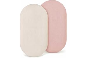 sudemey Muslin Bassinet Sheets 2-Pack - Soft & Breathable Cotton for Baby Boy or Girl, Fits Oval, Hourglass & Rectangular Mat