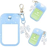 QIOFEARTH Hand Sanitizer Spray Case Compatible with Touchland Power Mist 1 oz(30 ml) - with Bow Keychain Silicone Protective Cover Accessories for Touchland (Glittery Blue)