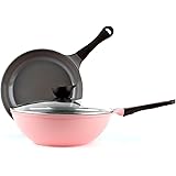 Neoflam 3 Piece Eela Ceramic Nonstick Cookware Set, Pink