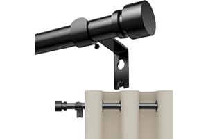 Curtain Rods 18-169 inch, for Window 160 Inch, Adjustable Length Heavy Duty Diameter 7/8 inch, Modern Finials, Black