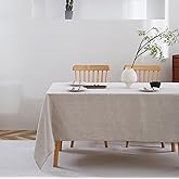 AORISSI 100% French Flax Linen Tablecloths Rectangle 84Lx60W Inch for Dinners, Parties, Easter, Halloween, Camping, Stone Washed, Textured, Machine Washable, 6-8 Sets (60''x84'', Natural Linen)