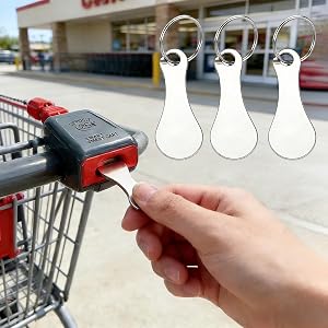 3Pcs Silver Metal Shopping Cart Tokens, Removable Trolley Keys | 3Pcs Silver stainless steel tokens with keychain attachment;