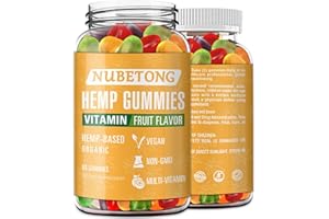 NUBETONG Hemp Gummies High Potency Gummy Vitamins Hemp Oil Extract Supplement - Fruit Flavor Edible Gummies Organic Hemp Gummies Gummy