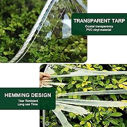 Clear Tarp with Grommets, Transparent Heavy Duty