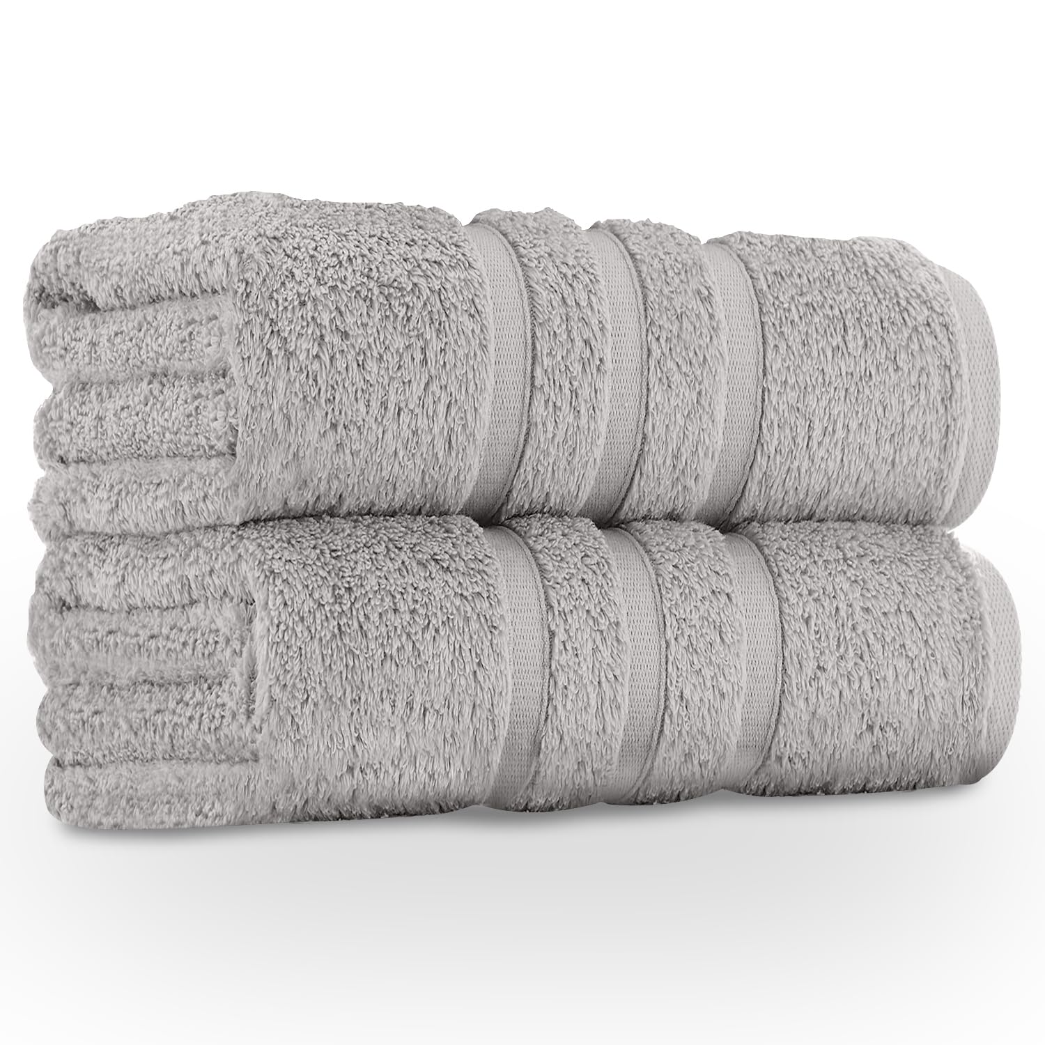 GC GAVENO CAVAILIA 550 GSM Hand Towels - Pack of 2 - Egyptian Cotton Towel - Highly Absorbent & Quick Dry Bathroom Towels Sets - Washable Spa Saloon Gym Towel, Silver