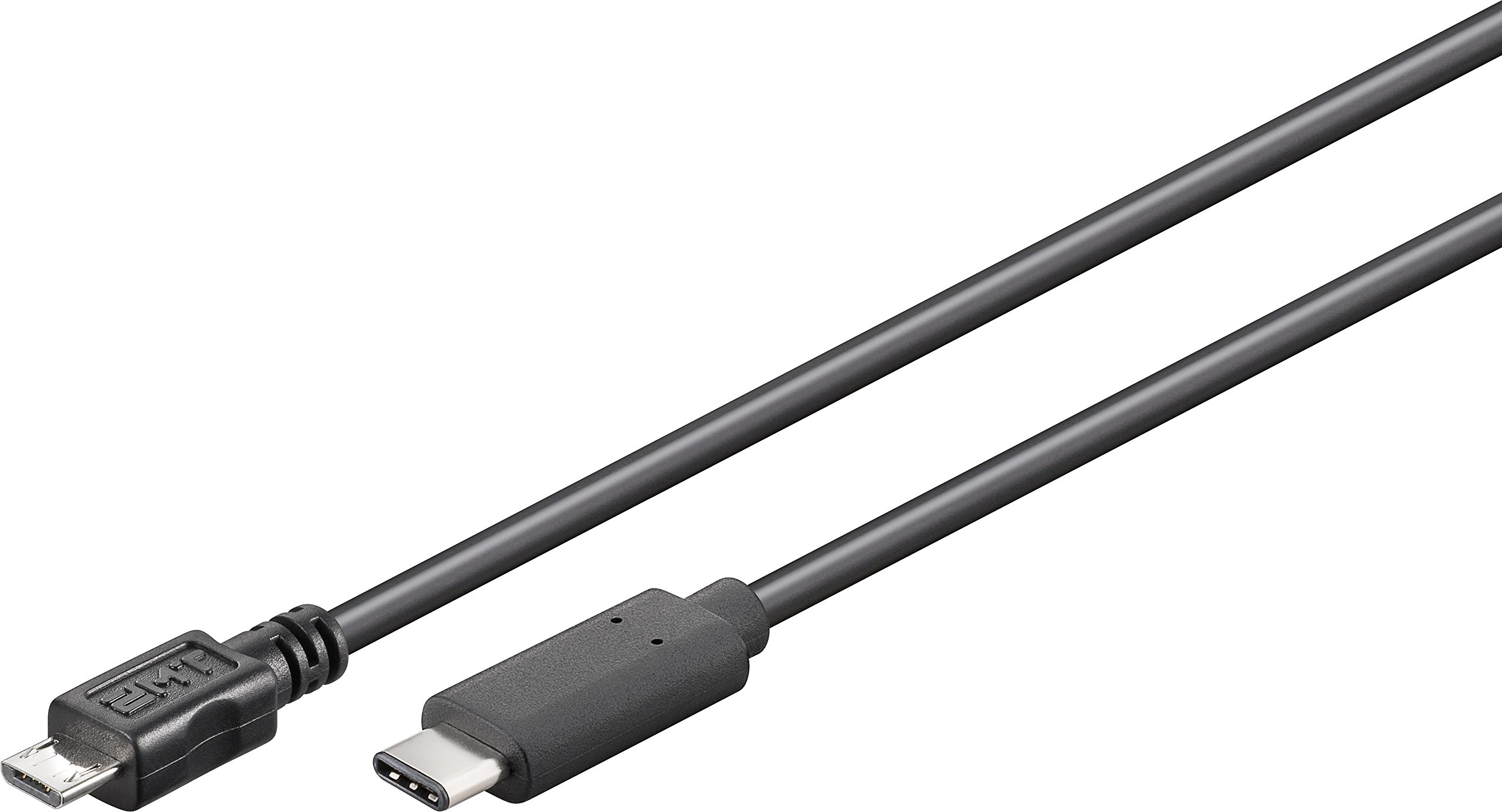 Good Connections USB 2.0 Connection Cable - USB-C Male to USB 2.0 Micro B Male - Copper Conductor, Double Shielding, 480 Mbit/s Data Transfer - Black - 0.5 m / 50 cm