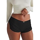 FaroDor Cute Micro Pajamas Shorts for Women Low Rise Side Slit Ruched Lounge Shorts Pj Bottoms