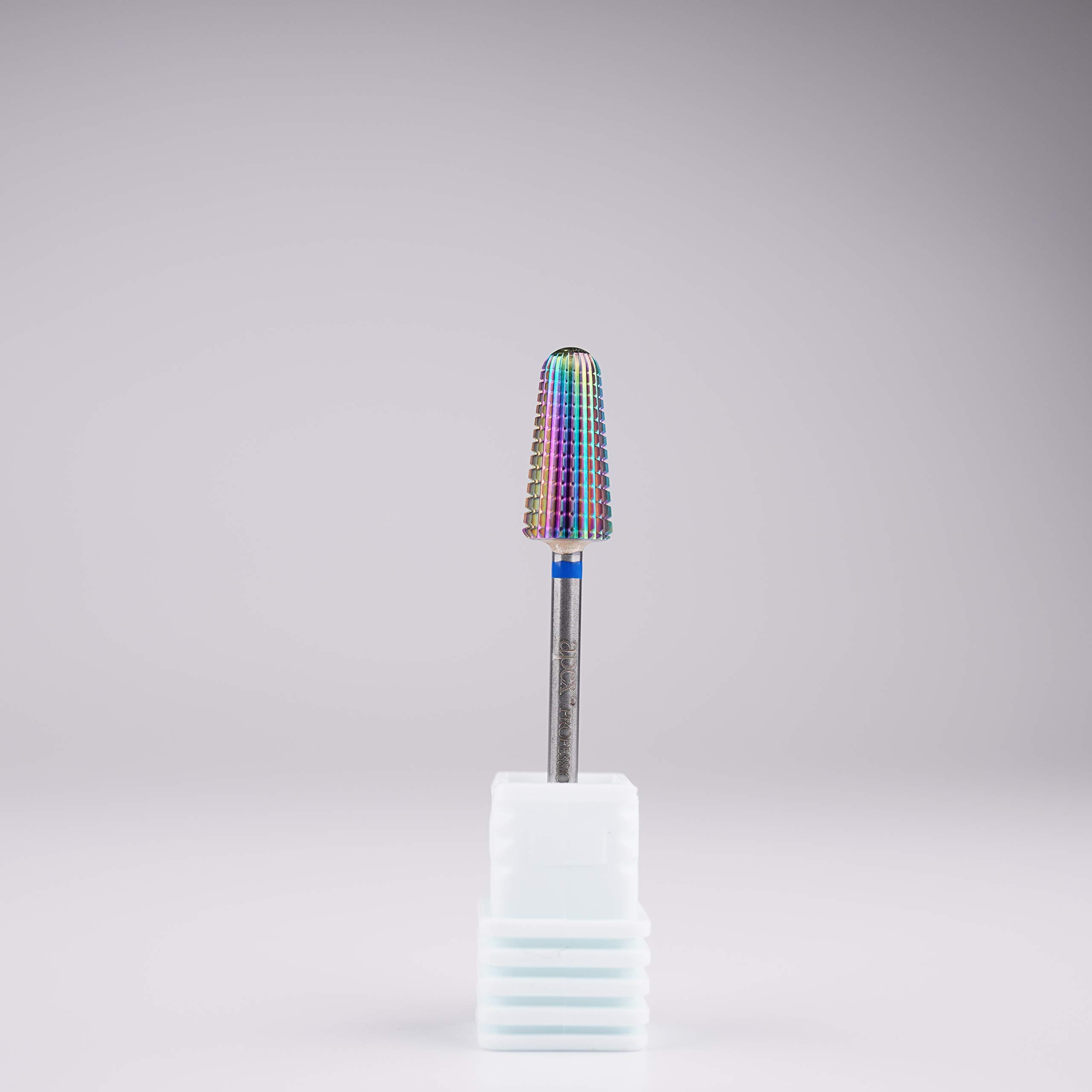 New* Apex® Professional Tungsten Carbide Electric Nail Drill Bit 3/32 inch, 2.35mm Shank for Gels, Acrylics, Nail Art, Manicure, Pedicure, Salon Professional Nails (Volcano Rainbow 2 Way) (Medium)