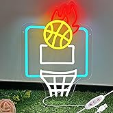 KeyDoors Basketball Neon Sign,Dimmable LED Neon Signs for Wall Decoration, USB Powered Sports Led Neon Sign,Basketball Neon Signs for Wall Decoration Bedroom Sports Boys Room Kids Christmas Gift