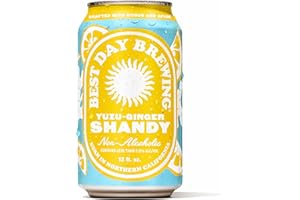 Best Day Brewing Yuzu Ginger Shandy Non-Alcoholic Craft Beer - 12 Pack - Premium Ingredients for Full Flavor - Low Carb & Low Calorie (12 fl oz cans)