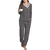 PrinStory Womens Pajamas Winter Soft Fluffy Pajama Set Fuzzy Warm Pjs Flannel 2 Piece Plush Sleepwear Lounge Sets