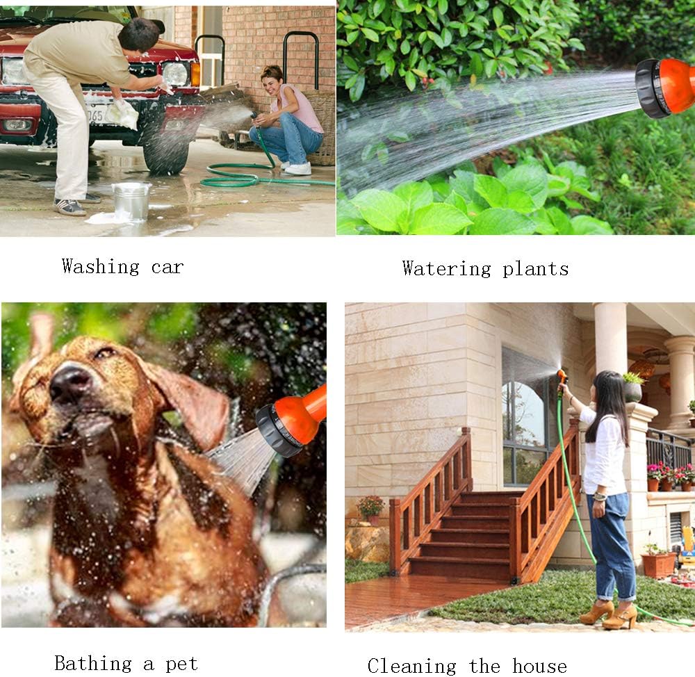Garden Hose Nozzle Sprayer - Heavy Duty High Pressure Water Nozzle for Garden Hose, 7Different Spray Patterns, Thumb Control for Watering Plants, Washing Cars, and Showering Pets (Orange) : Garden & Outdoor