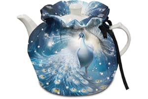 Xoenoiee Elegant Peacock Print Tea Pot Cover Tea Cozy Insulation Teapot Cosy Tea Pot Warmer Cover for Home Kitchen Table Teapot Kettle Cover Keep Warm