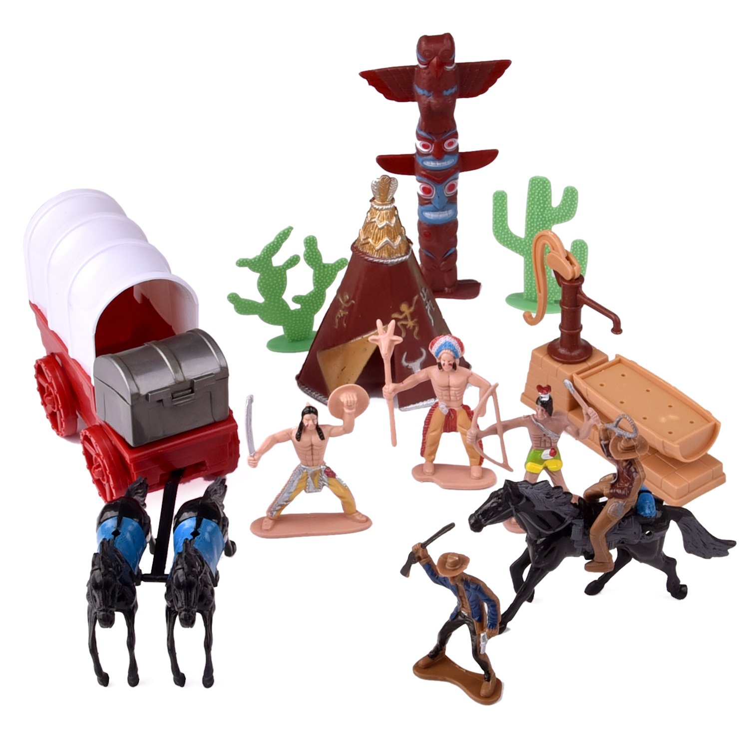 Wild West Cowboys Indians Toy Plastic Figures, Toy Soldiers Native