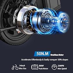 Folding Electric Bike for Adults, 14" Ebike 500W