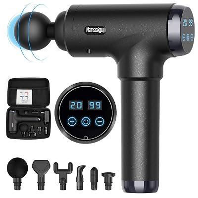 Massage Gun, Handheld Percussion Deep Tissue Massage Gun, Professional Muscle Massage Gun for Athletes with 6 Massage Heads 20 Speed High-Intensity