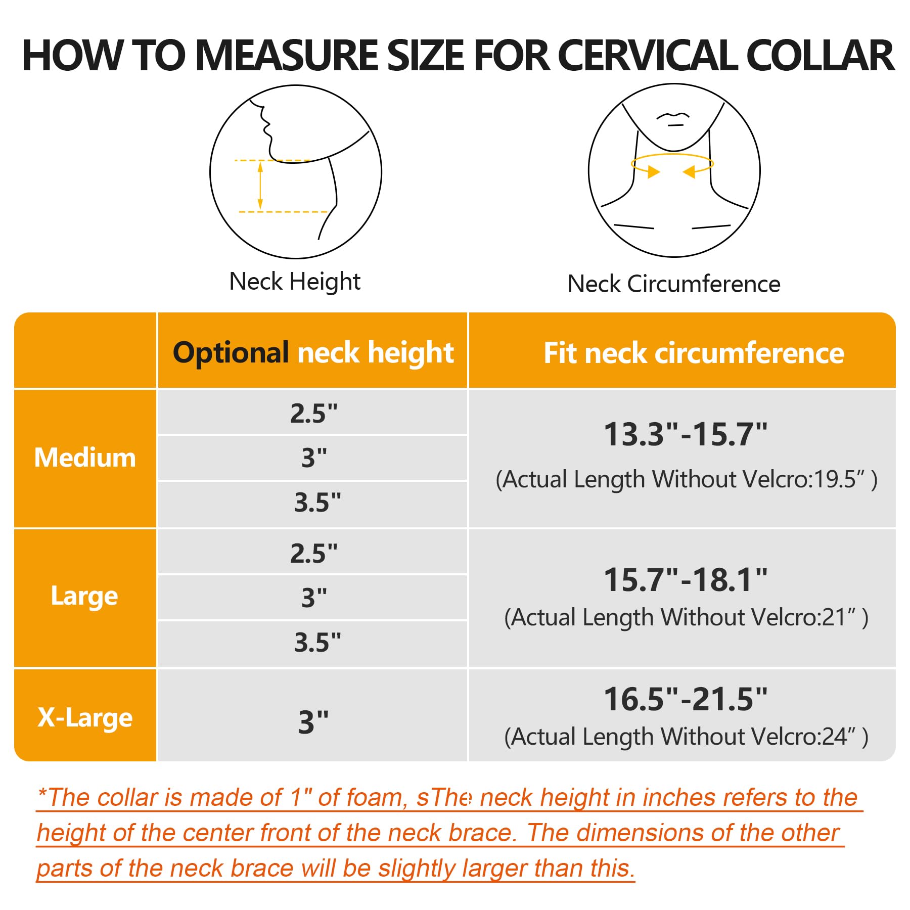 Soft Foam Neck Brace Universal Cervical Collar, Adjustable Neck Support Brace for Sleeping - Relieves Neck Pain and Spine Pressure, Neck Collar After Whiplash or Injury (2.5
