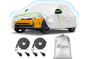 HLOGREE Car Cover for 2002-2025 Mini Cooper/Cooper S/Hardtop/Convertible 2-Door,Full Exterior Car Covers for Automobiles All Weather Waterproof Heavy Duty,Zipper/Cotton Rain UV Proof Custom fit【210T Taffeta】