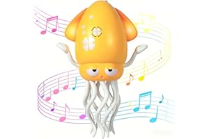 HLXY Dancing Octopus Baby Toy - Electric Crawling Octopus Tummy Time Toy - USB Rechargeable Dancing Musical Squid Toys with Lights, Birthday Gifts for 3 4 5 6 Year Old Boys Girls, Funny Desk Decor (Yellow)