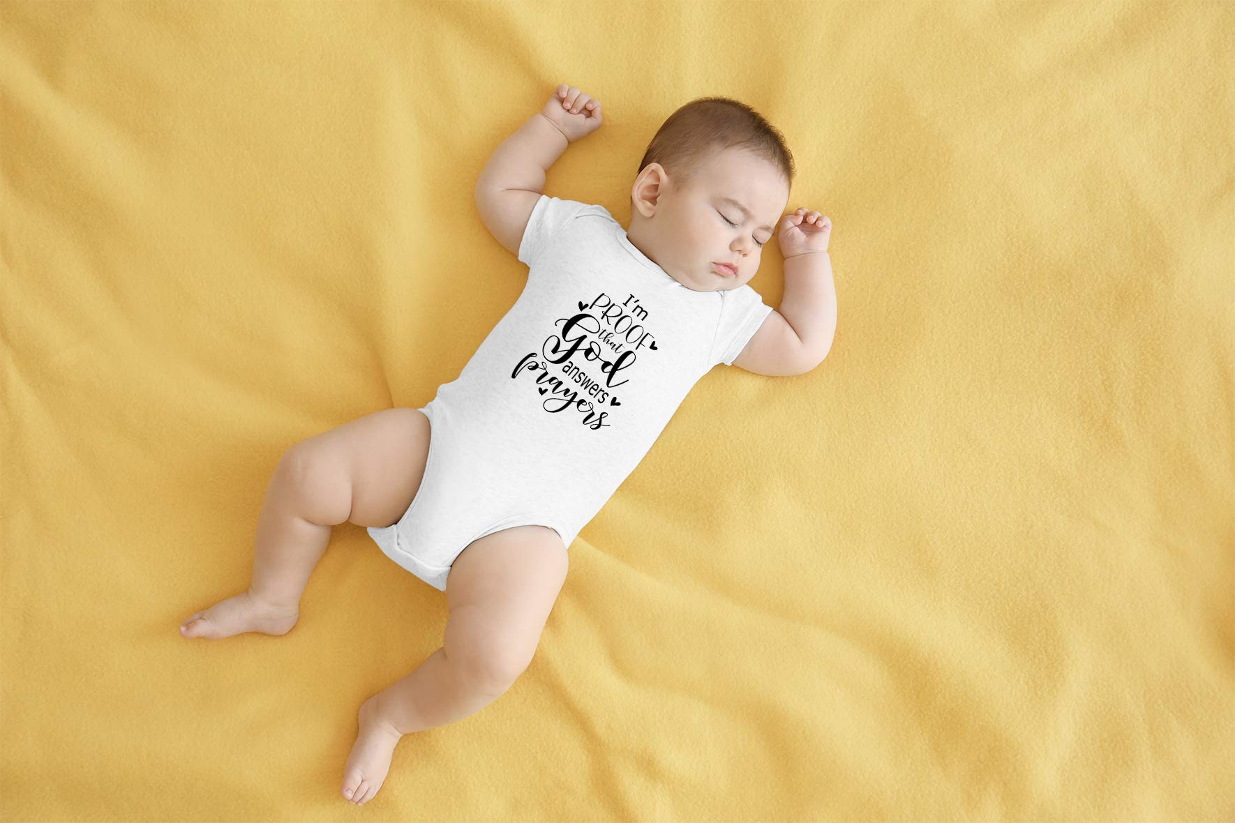 AW Fashions I'm Proof That God Answers Prayers Baby Bodysuit Cute Newborn Boy Funny Rompers Girl Clothes (Newborn, White)