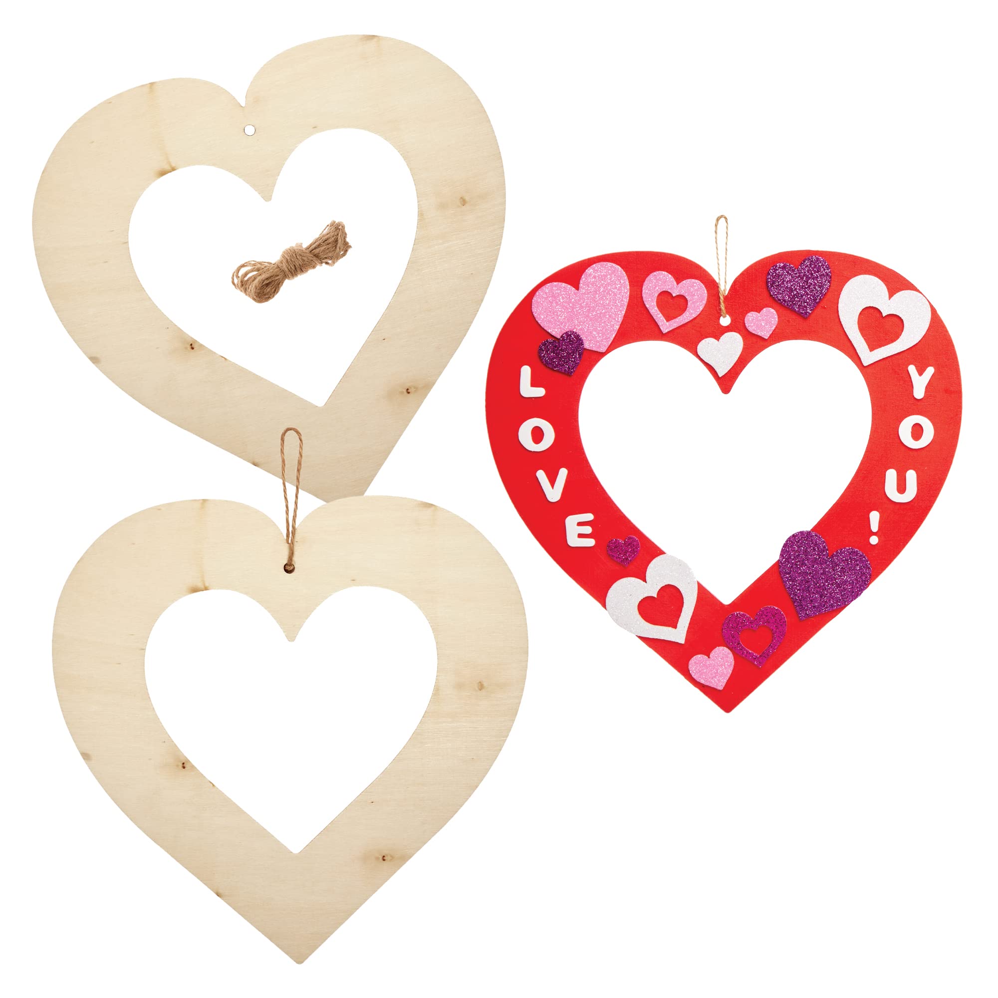 Baker Ross FX500 Heart Wooden Wreath Blanks - Pack of 6, Kids Make Your Own Valentine's Day and Mother's Day Decorations