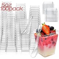 Dessert Cups, 100 Pack 5 oz Plastic Appetizer Cups for Party, Parfait Cups Mini Dessert Cups with Spoons Yogurt Parfait Conta