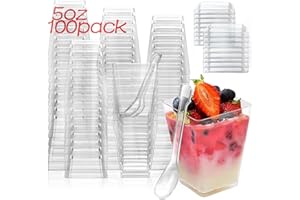 Dessert Cups, 100 Pack 5 oz Plastic Appetizer Cups for Party, Parfait Cups Mini Dessert Cups with Spoons Yogurt Parfait Conta