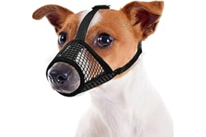 JREWE LIOUS Soft Mesh Dog Muzzle for Small Medium Large Dogs, Durable Mesh Breathable Dog Mouth Guard Cover with Adjustable Straps & Buckle, No Bite Muzzle for Dogs, Allow Panting Drinking