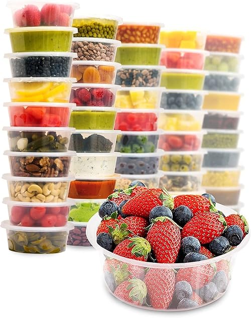 AVLASH® 25 Pack- 250ml / 8oz Round Stackable Plastic Food Container Set With Lids - Reusable, Leakproof, Dishwasher & Microwave Safe, BPA Free Containers (25)