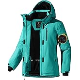 FREE SOLDIER Women's Waterproof Ski Snow Jacket Fleece Lined Warm Winter Rain Jacket with Hood Fully Taped Seams