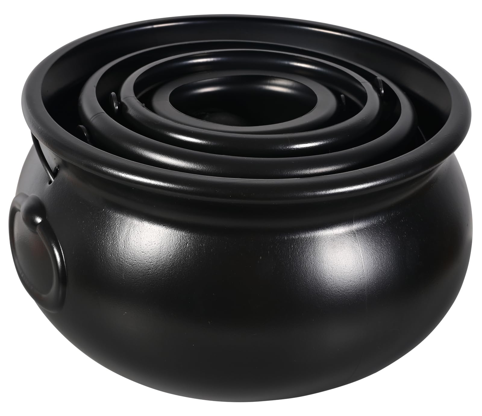 Photo 1 of Large Cauldron 4 Black Cauldron (12.8”, 9.8”, 7.6”, 5.7”) Large Plastic St. Patrick's Day Pot of Gold Coin Party Bucket Decor - Halloween Witch Kettle, Trick or Treat Easter Egg Hunt Halloween Decor