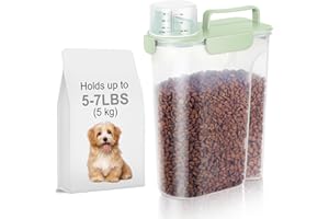 LEAWALK 5-7Lbs Dog Cat Food Storage Container with Upgraded Large Nozzle BPA-free, 4 Snap Seals Plastic Pet Food Storage Containers with Handles are Easy to Clean and Carry