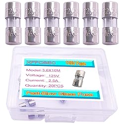 XFFCSEC Micro Fuse 20PCS 2.5A 2.5 amp 125 Volt Fuse