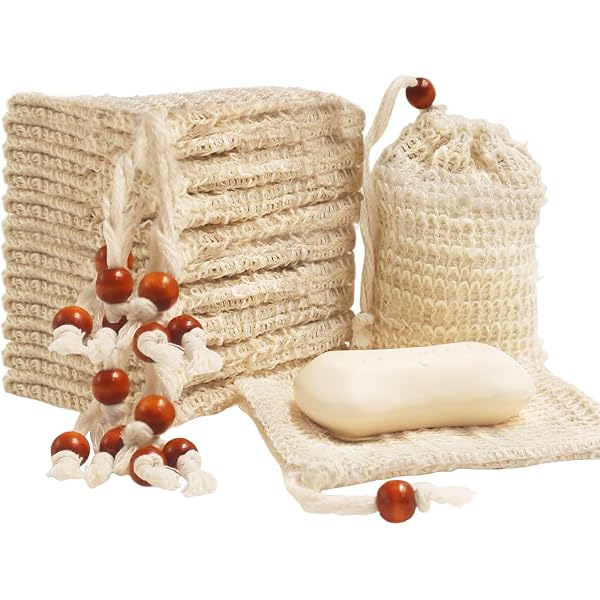 Bolsas De Sisal Para Jabón - Pack De 4, Red Natural De Algodón Y Lino | Ideales Para Ducha Y Baño