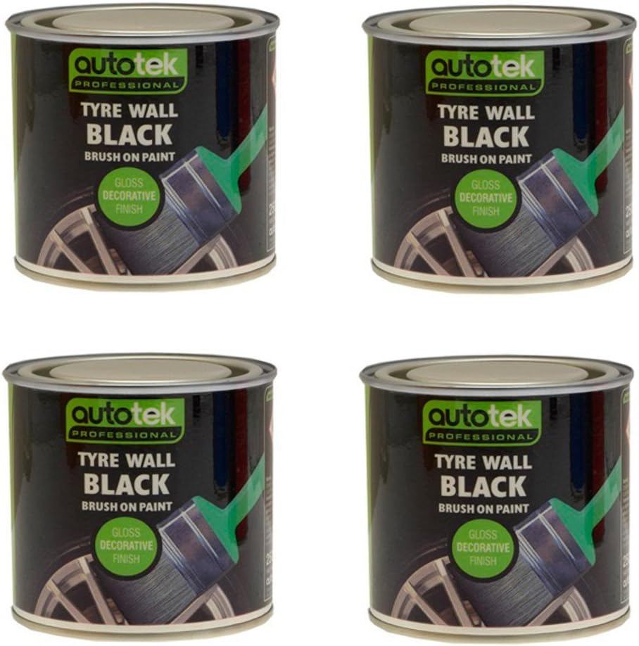 (Pack of 4) 250ml Tyre Wall Black Paint, Restore, Refresh , Protect
