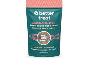 A Better Treat – Freeze Dried Salmon Dog Treats, Wild Caught, Single Ingredient | Natural High Value | Gluten Free, Grain Free, High Protein, Diabetic Friendly | Natural Fish Oil | Made in The USA
