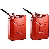 2 Wavian 3009 5.3 Gallon 20 Liter Authentic CARB Fuel Jerry Can with Spout, Red