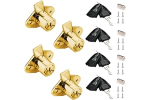 XIEHE 801 Cabinet Drawer Lock with Keys 7/8 inch Outside Cylinder Diameter Keyed Alike 4 Pack Brass Plated