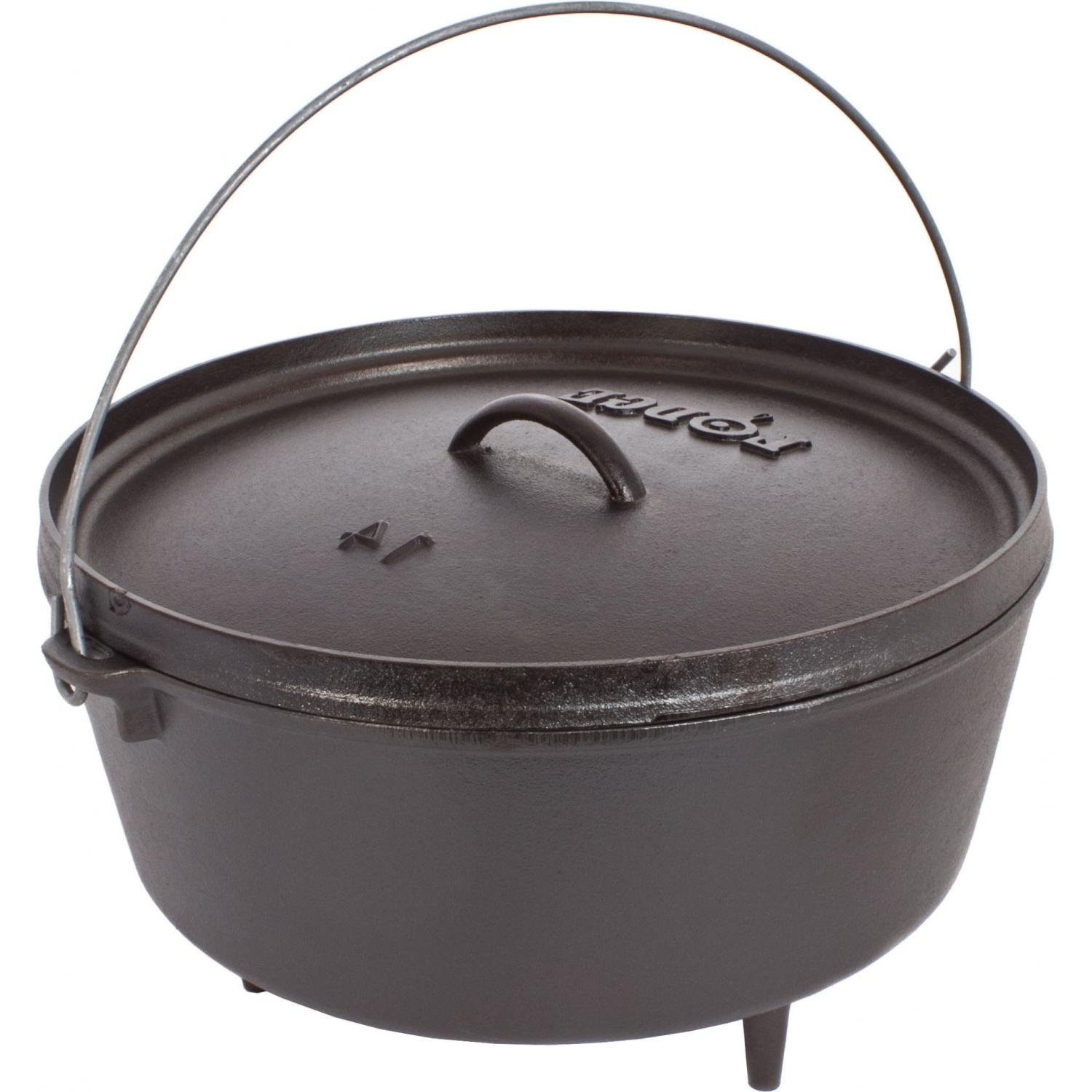 Photo 1 of Lodge 10 Quart Pre-Seasoned Cast Iron Camp Dutch Oven with Lid - Dual Handles - Use in the Oven, on the Stove, on the Grill or over the Campfire - Black