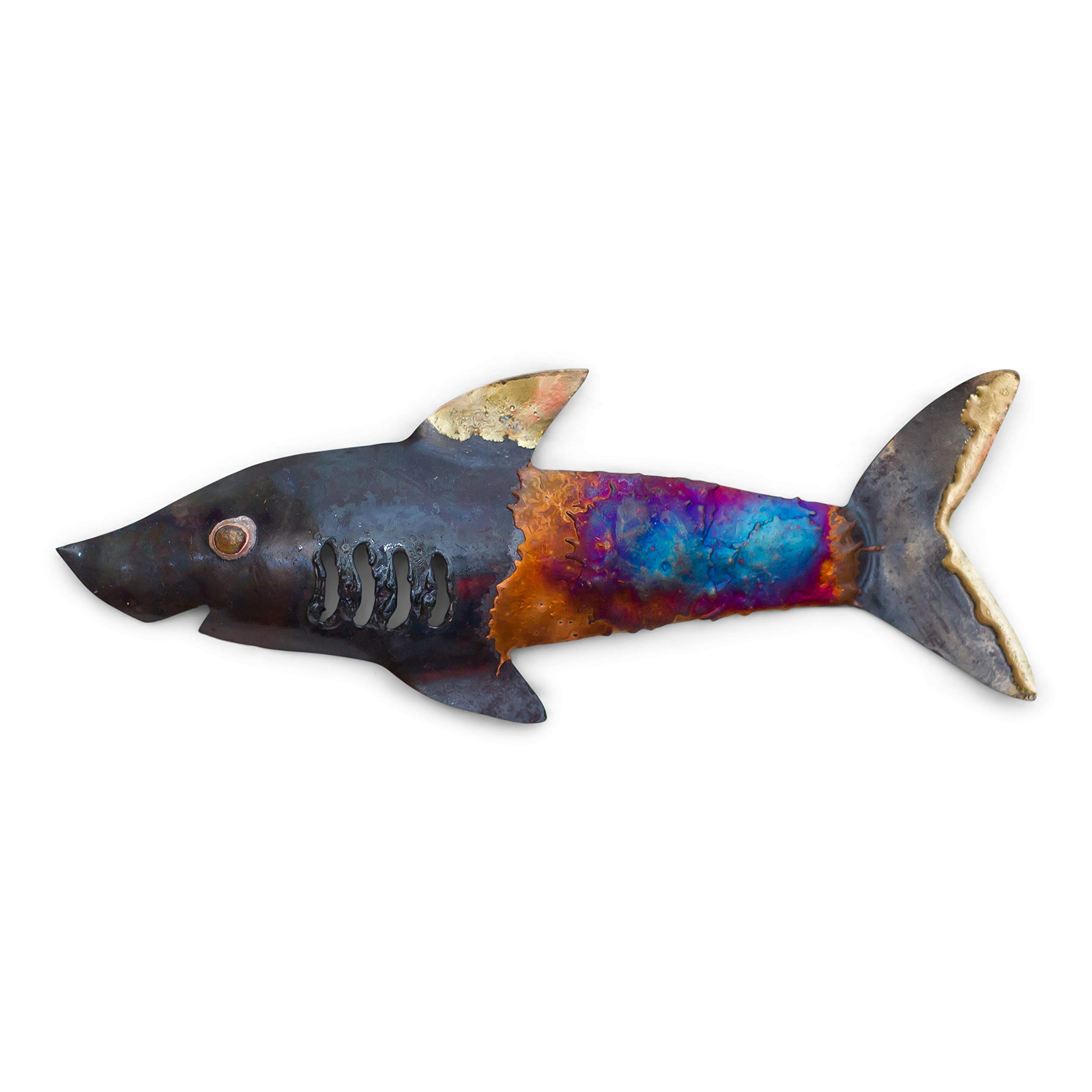 Tumia LAC Shark - Recycled metal wall hanging decoration - 17cm - handmade