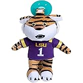 Gamezies Baby Boy and Girl Silicone Pacifier with College Mascot Removable, Washable Plush Toy CPSIA Tested, BPA-Free 0-6 Months (LSU)