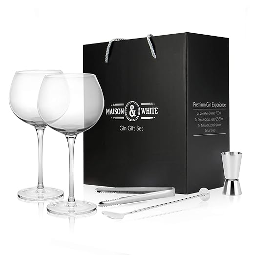 Gin Glass Set de regalo | 2 vasos de ginebra, cuchara de cóctel ...