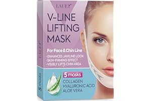 V Shaped Contouring Face Mask Line Shaping Lifting Belt Neck Reduction Jawline Shaper Lift Up Tape Enhancer Patch Firming Tightening Skin Chin Collagen Hyaluronic Acid Stocking Stuffers Women 5 pcs