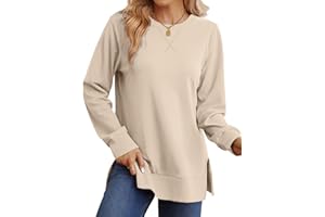 Saloogoe Sweatshirt for women Side Split Fall Fashion 2023 Long Sleeve Shirts Trending Now