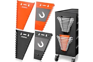 ARTIPOLY Magnetic Wrench Organizer, 4-Pack Magnetic Wrench Holder, SAE(1/4" - 1-1/16") and Metric(6mm-24mm) wrench organizer for tool box drawer